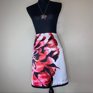 Worthington Women's Floral Skirt with Black Hem Trim